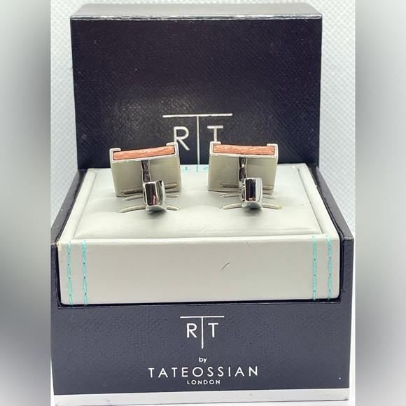 R|T by Robert Tateossian Cufflinks. Python Brown & Orange stainless Steel - NIB - Picture 15 of 16